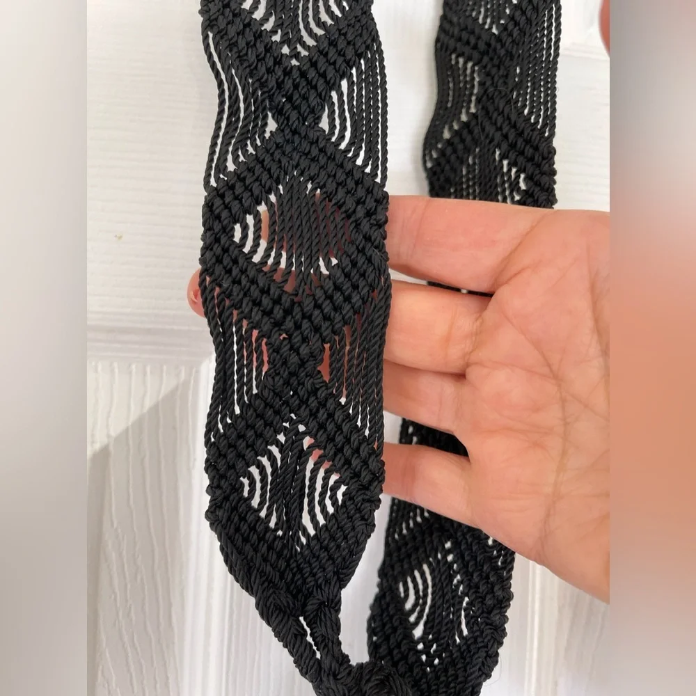 Boho Black macramé belt-OS